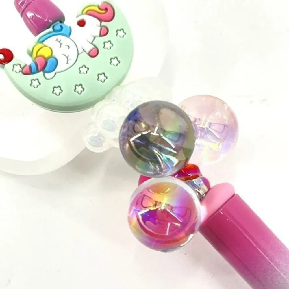 Unicorn sleeping on moon balloons clouds handmade pen NEW beads rhinestone bling
